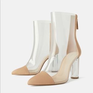 ZARA Heeled Vinyl Ankle Boots